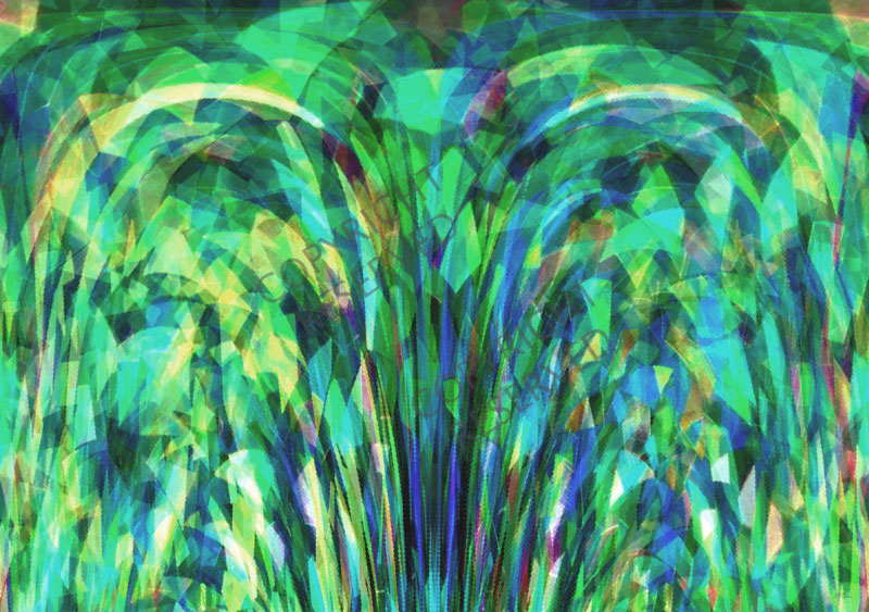 Fountain (27A) by John Neville Cohen, Abstract Limited Edition Print, Maximum of 8, Green, Blue