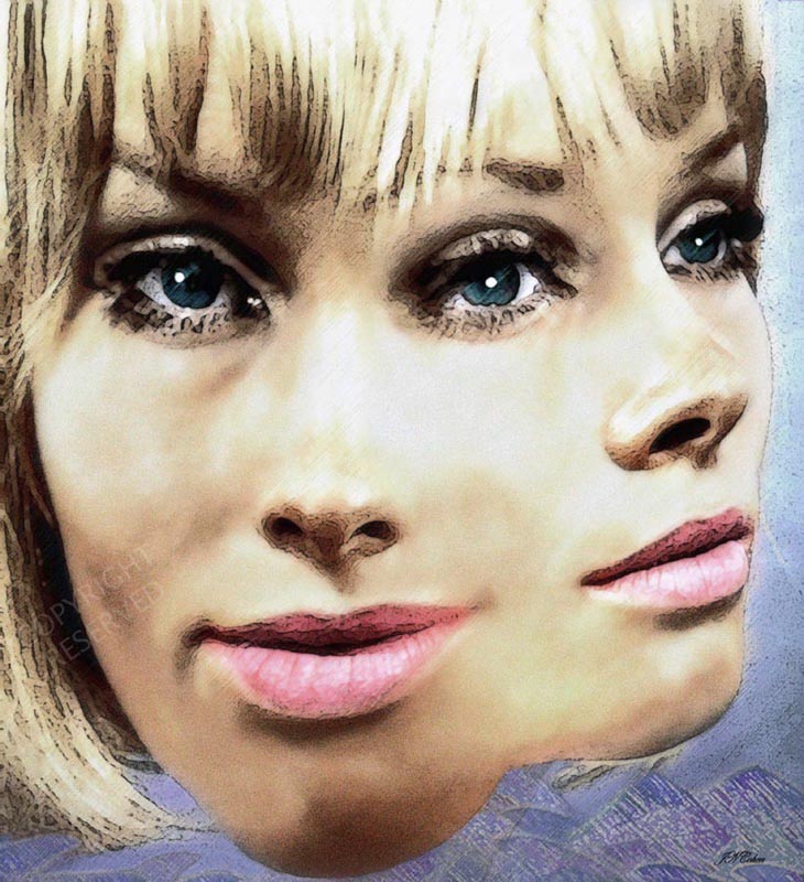 John Neville Cohen, Insight 47, Woman, Eyes, lips, Beige, blue, Pink